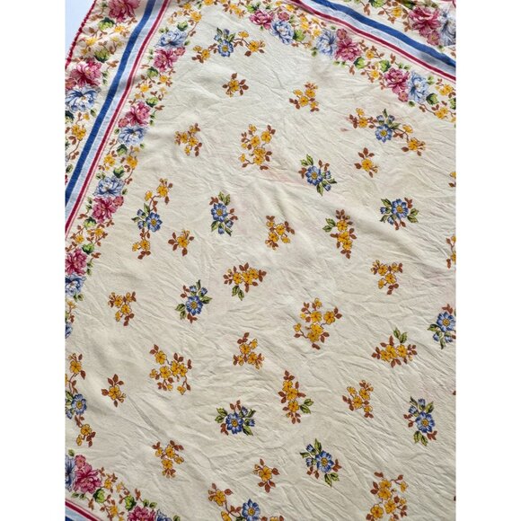 Vintage OSCAR DE LA RENTA Yellow Floral Washed Silk 25" x 25" Square Scarf - Picture 12 of 16